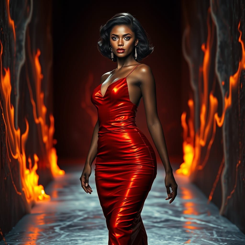 Sultry Ice Queen Struts Down Dark Catwalk in Art Deco Style
