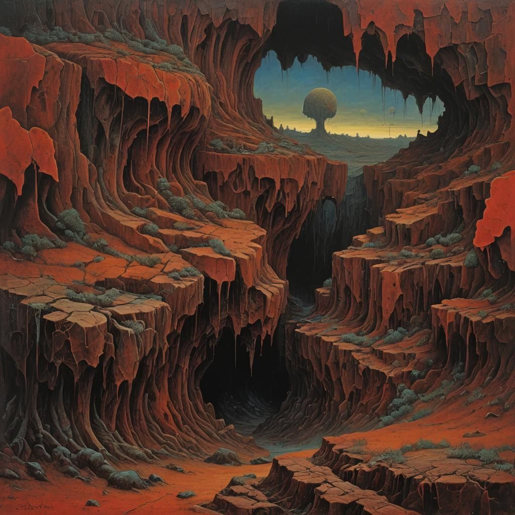 Abstract Impasto Painting in a Surreal Style