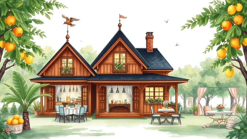 Vibrant Summer Garden Party in Sumi-E Style