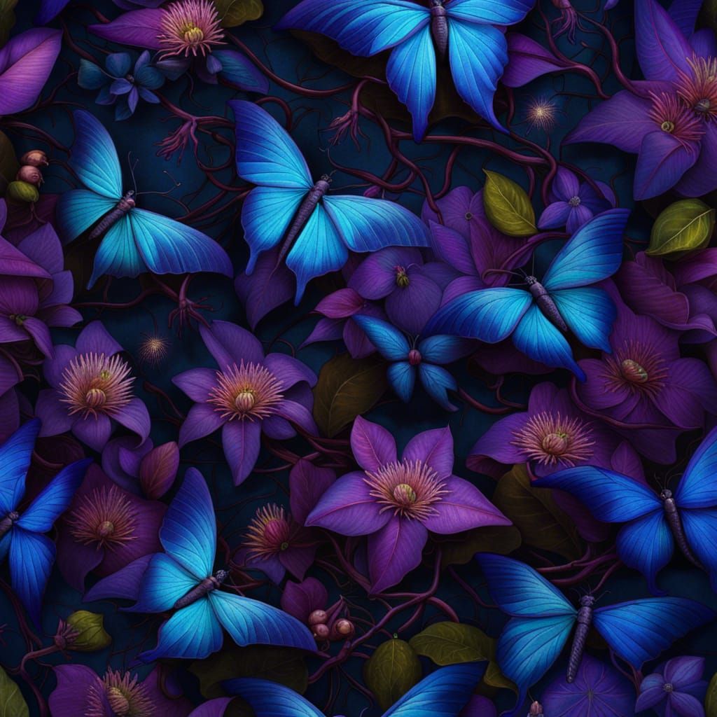 Moonlit Clematis Vines Transform into Luna Moths