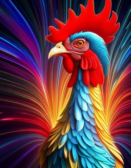 Funky Rooster in 70's Disco Style