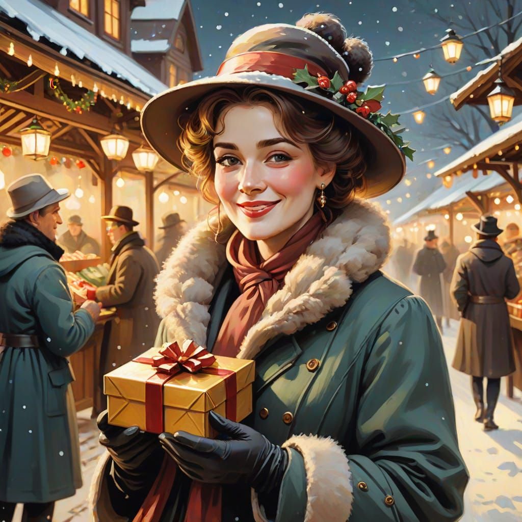 Charming Christmas Scene in Classic Golden Lighting