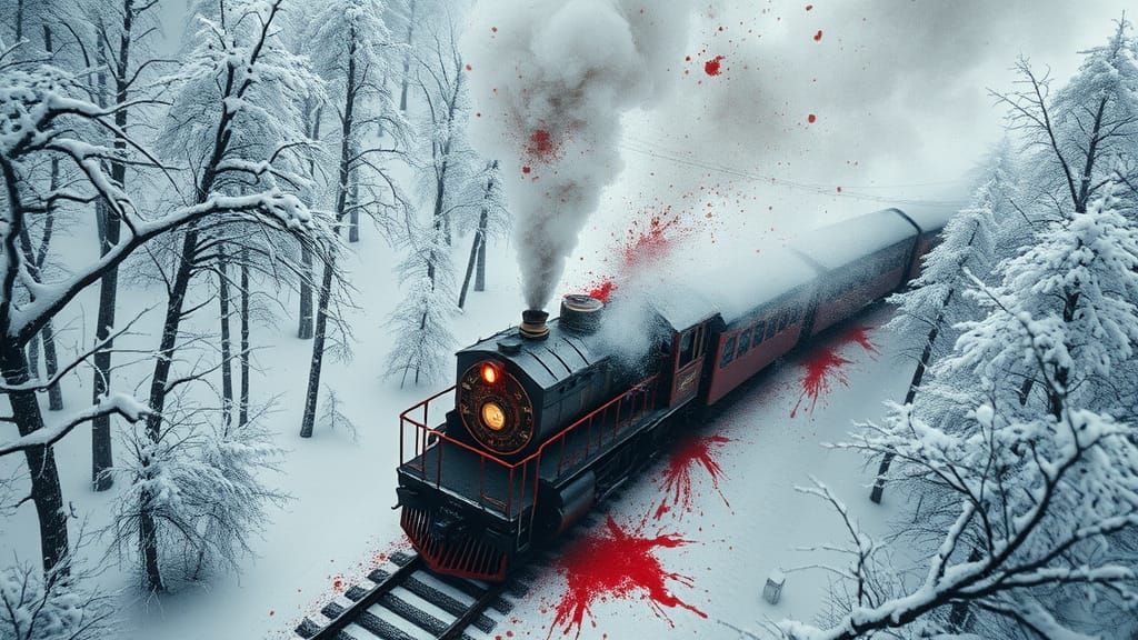 Ancient Asian Winter Wonderland in Red Ink