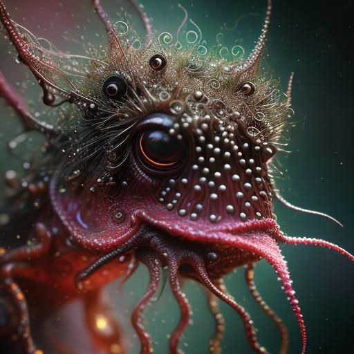 Intricate Insect Arachnid Hybrid in Surreal Forest