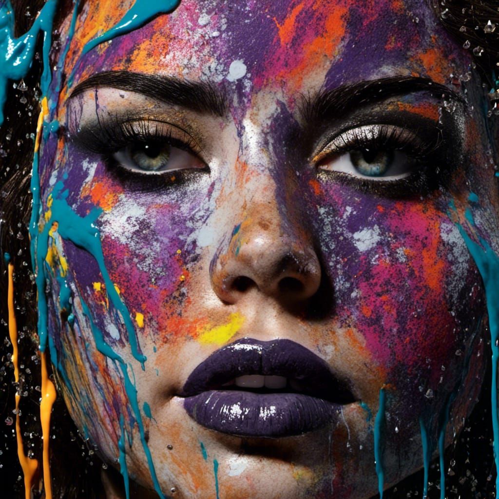 Colorful Graffiti Art Portrait in Splash Art Style