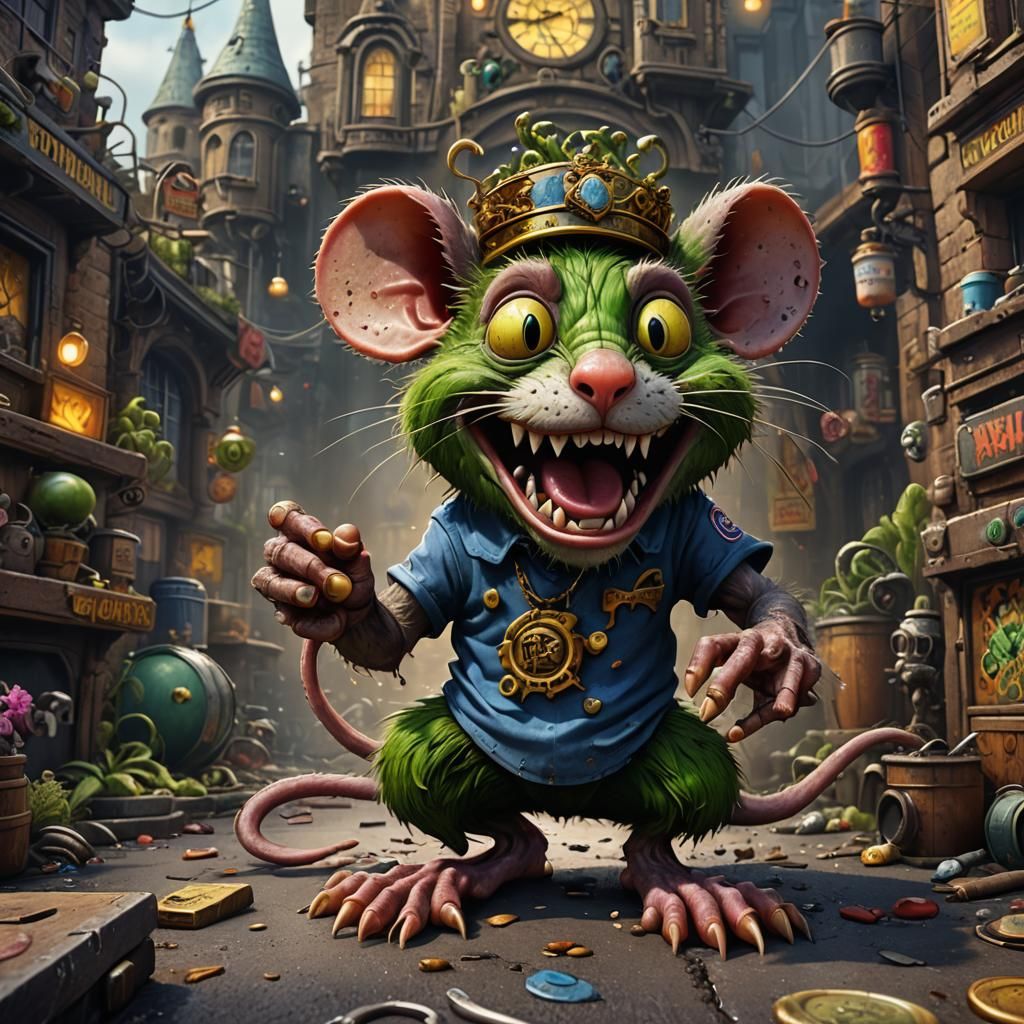 Detailed Matte Painting of Rat Fink