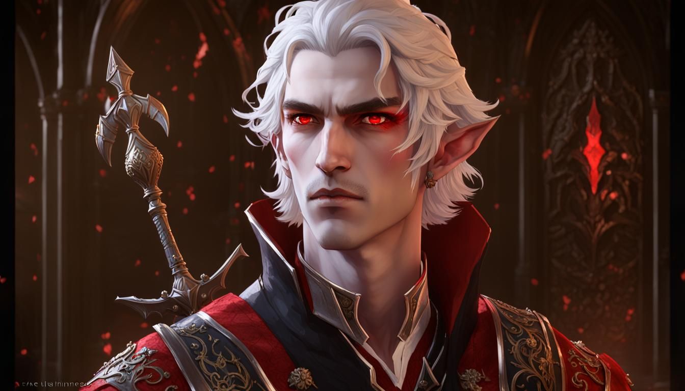 Astarion Vampire Portrait in Anime Style