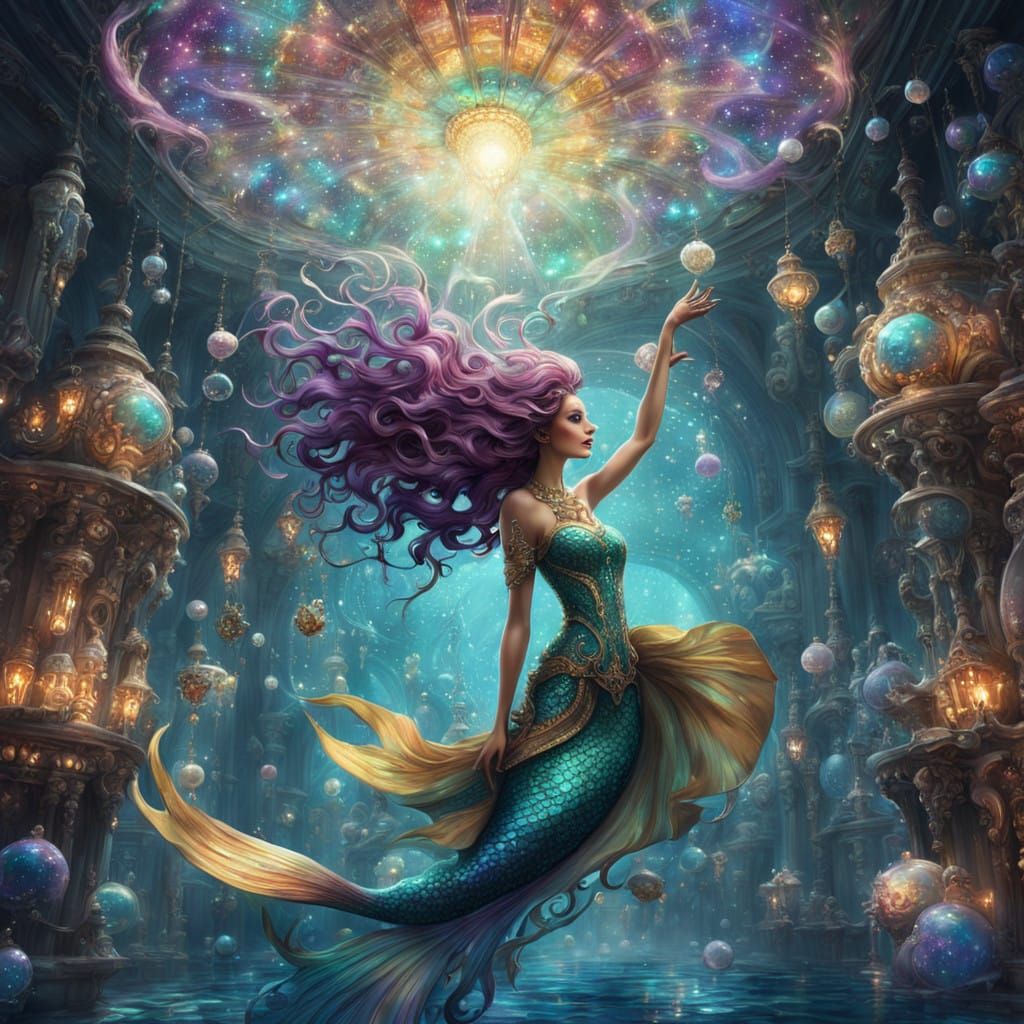 Resplendent Mermaid in Iridescent Aquarium