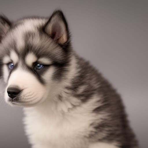 Alaskan Malamute Puppy: Detailed Fantasy Concept Art