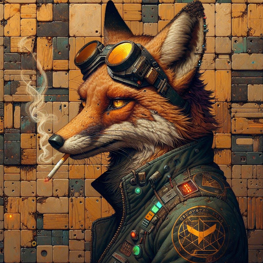 Cyberpunk Fox Portrait in Oil Painting Style