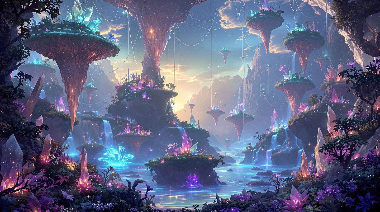 Ethereal Alien Landscape with Bioluminescent Glow