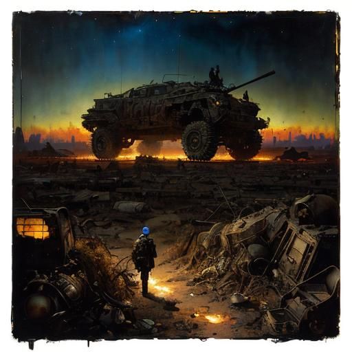 Eerie Post-Apocalyptic Wasteland Collage in Fine Art Style