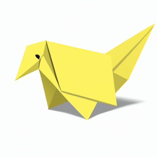 Yellow Origami Canary: Minimalist Paper Art
