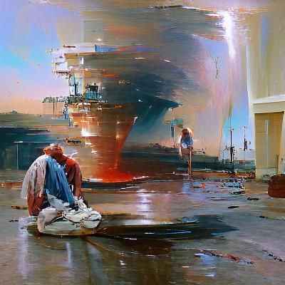 Melancholic Portrait in Oil Painting Style