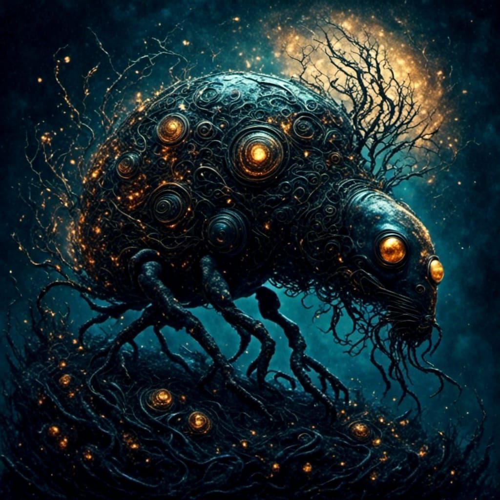 Detailed Droid in Cyberpunk Style