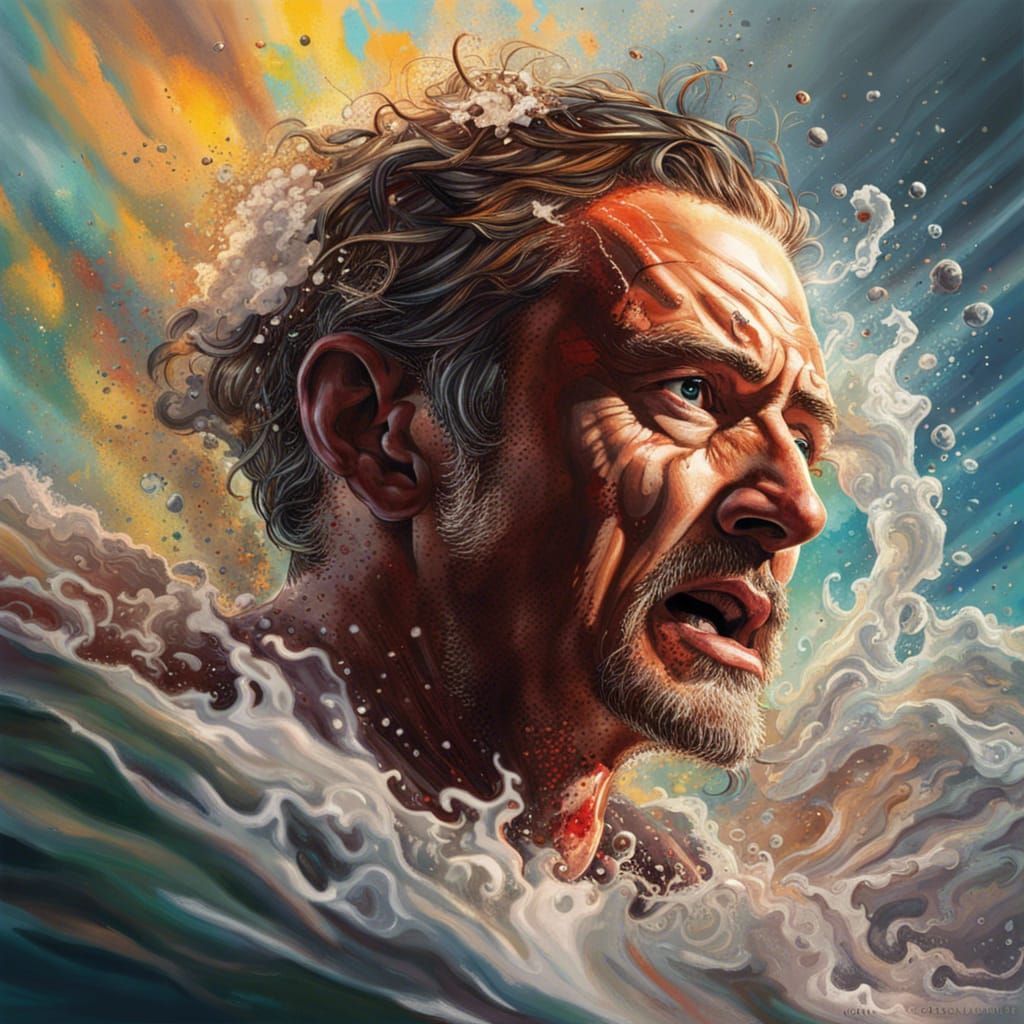 Hyperrealistic Figure Facing Dramatic Challenges