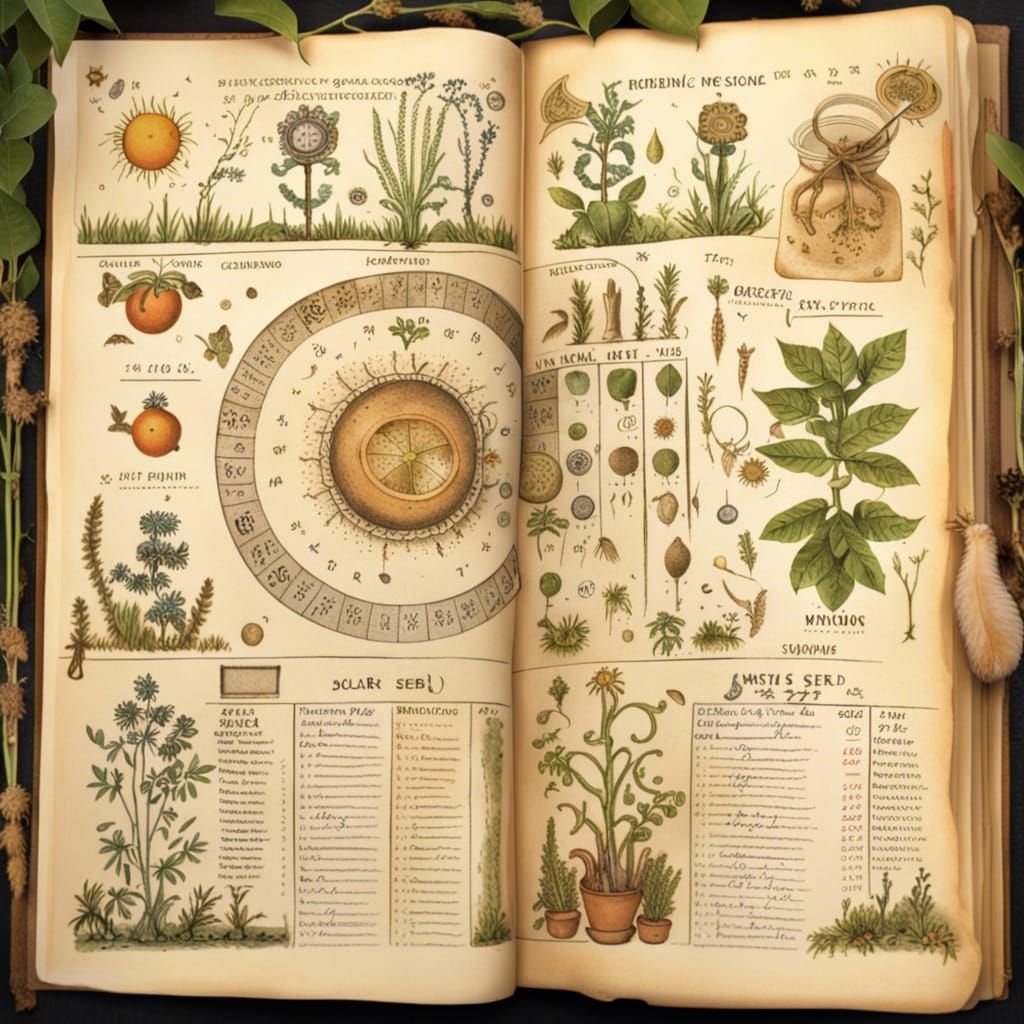 Witch's Grimoire Page: Solar Seed Calendar