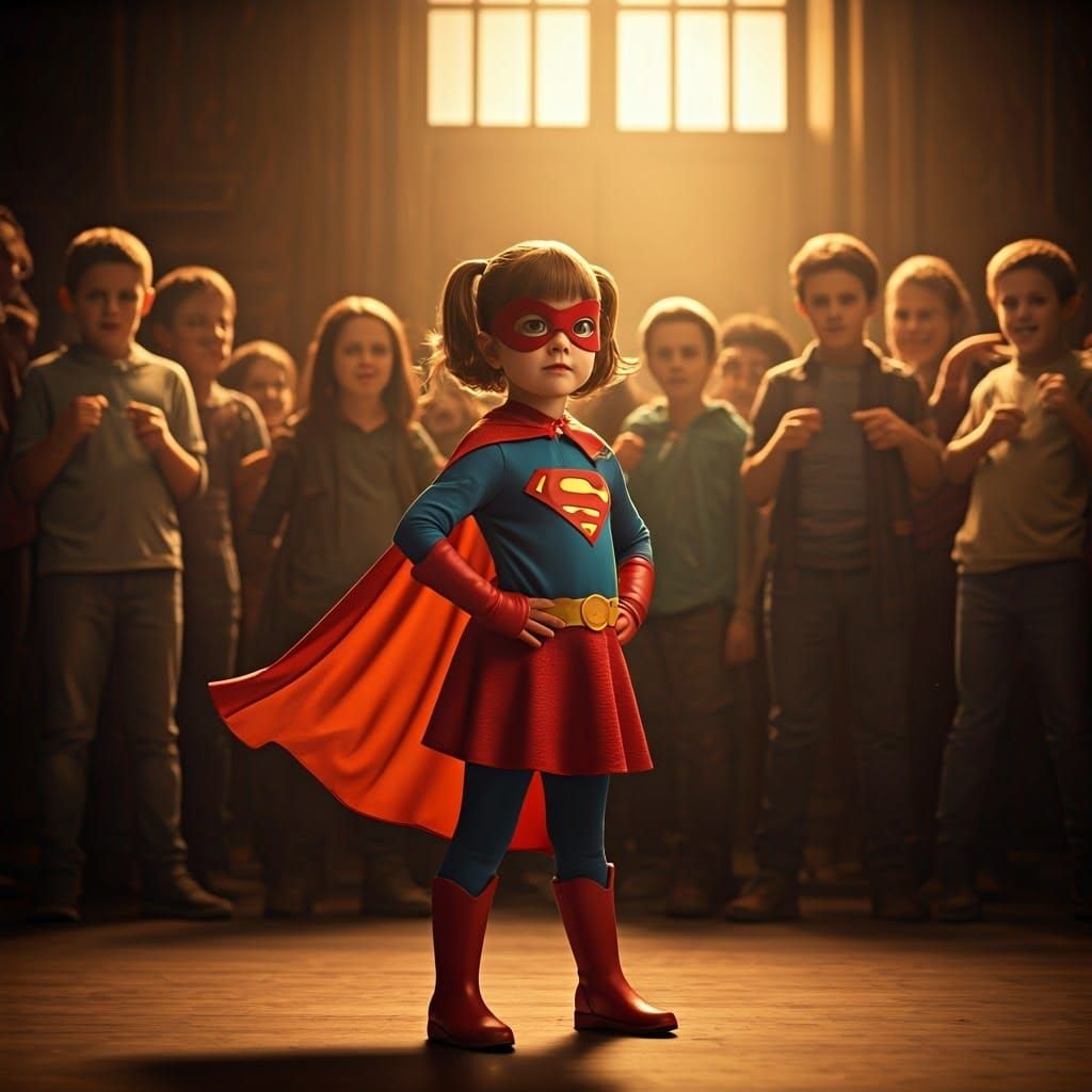Little Girl Superhero Confronts Villainous Children