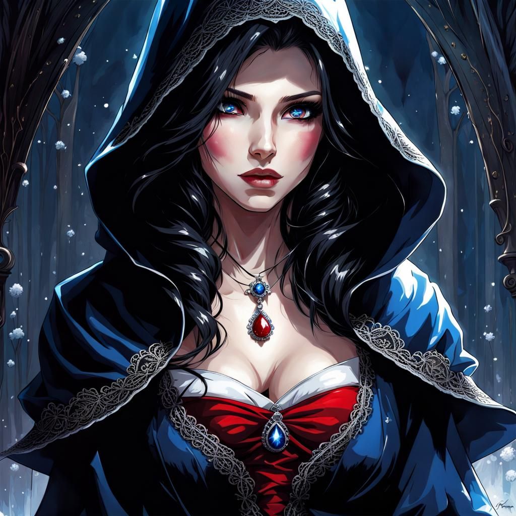 Gothic Snow White in Red Hood Splash Art