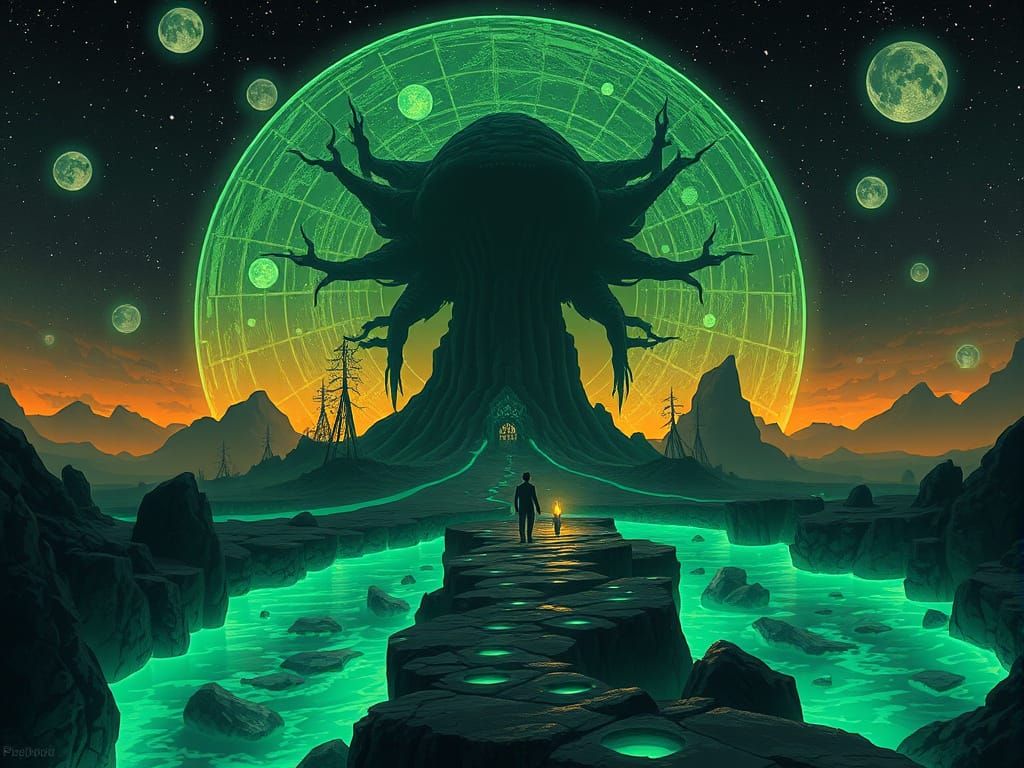 Bioluminescent Folklore Fantasy Journey to the Center of the...