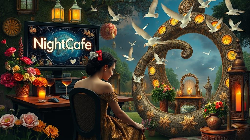 Tired Woman at Computer with Digital Icons