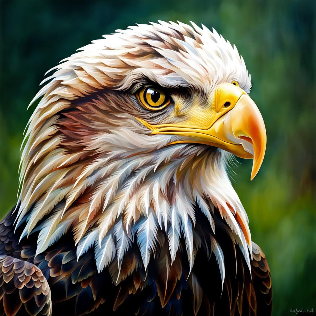 Magnificent Bald Eagle Portrait Painting