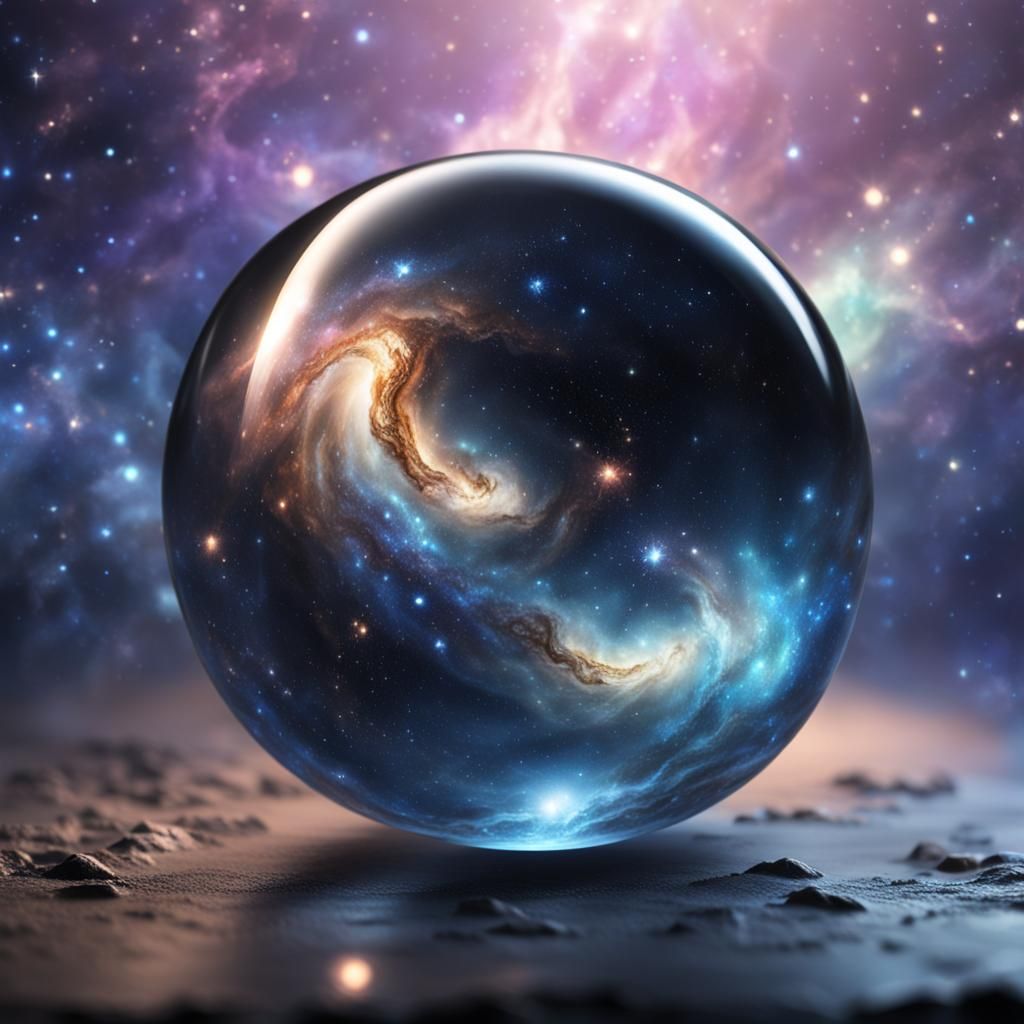 Galaxy Ring Reflected in Crystal Ball, Fantasy Art