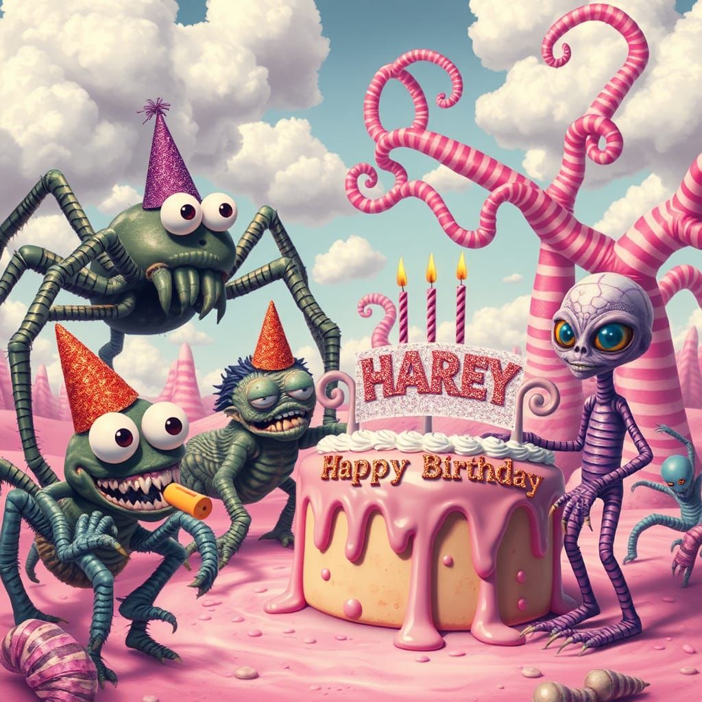 Marshmallowpunk Monster Birthday Party in Dreamlike Landscap...