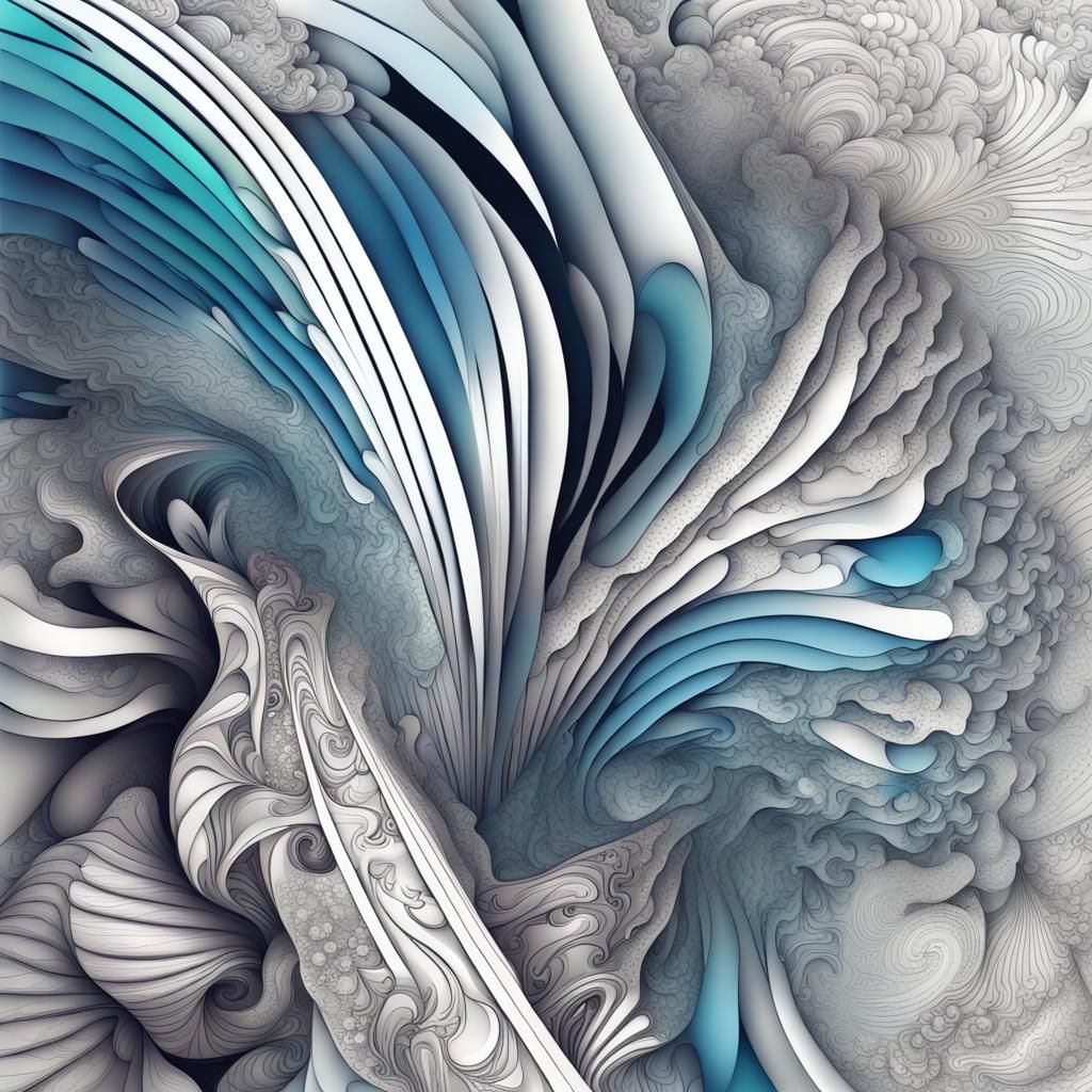 Abstract Vector Fractal with Zentangle and 3D Shading