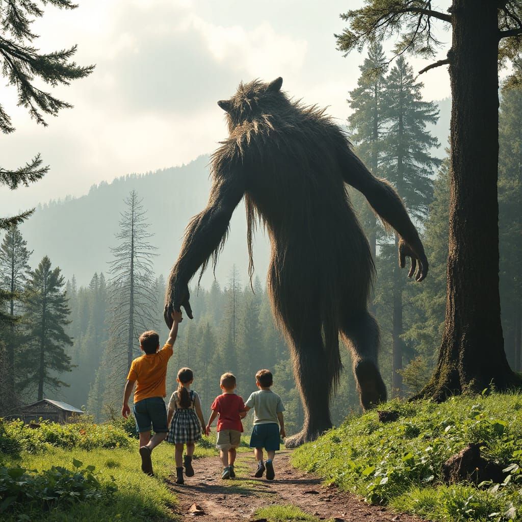 Kind Forest Giant Guides Lost Children Home
