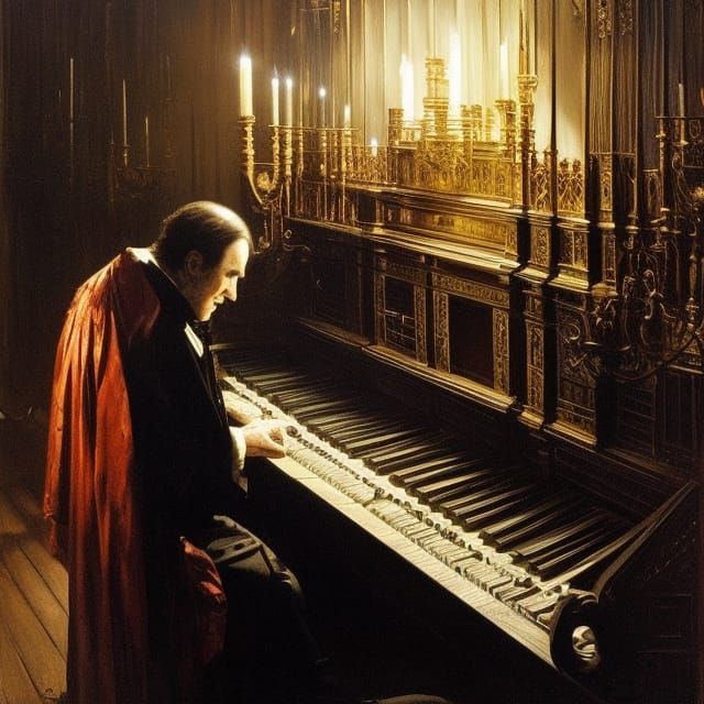 Phantom of the Opera by Candlelight, Oil Painting