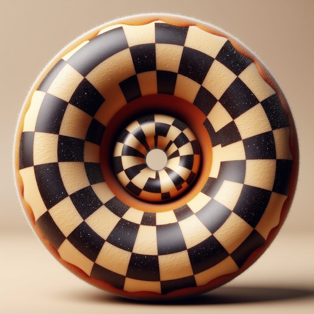 Intricate Checkerboard Donut Hierarchy in Hyperrealism
