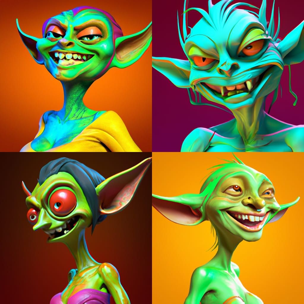 Smiling Curvy Goblin Girl in 3D Digital Art