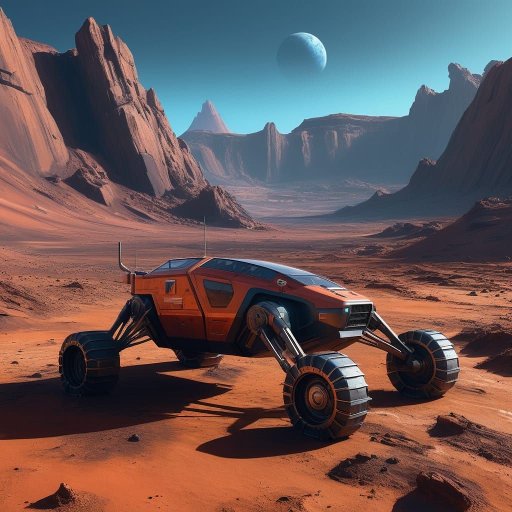 Retro-Futuristic Mars Landscape