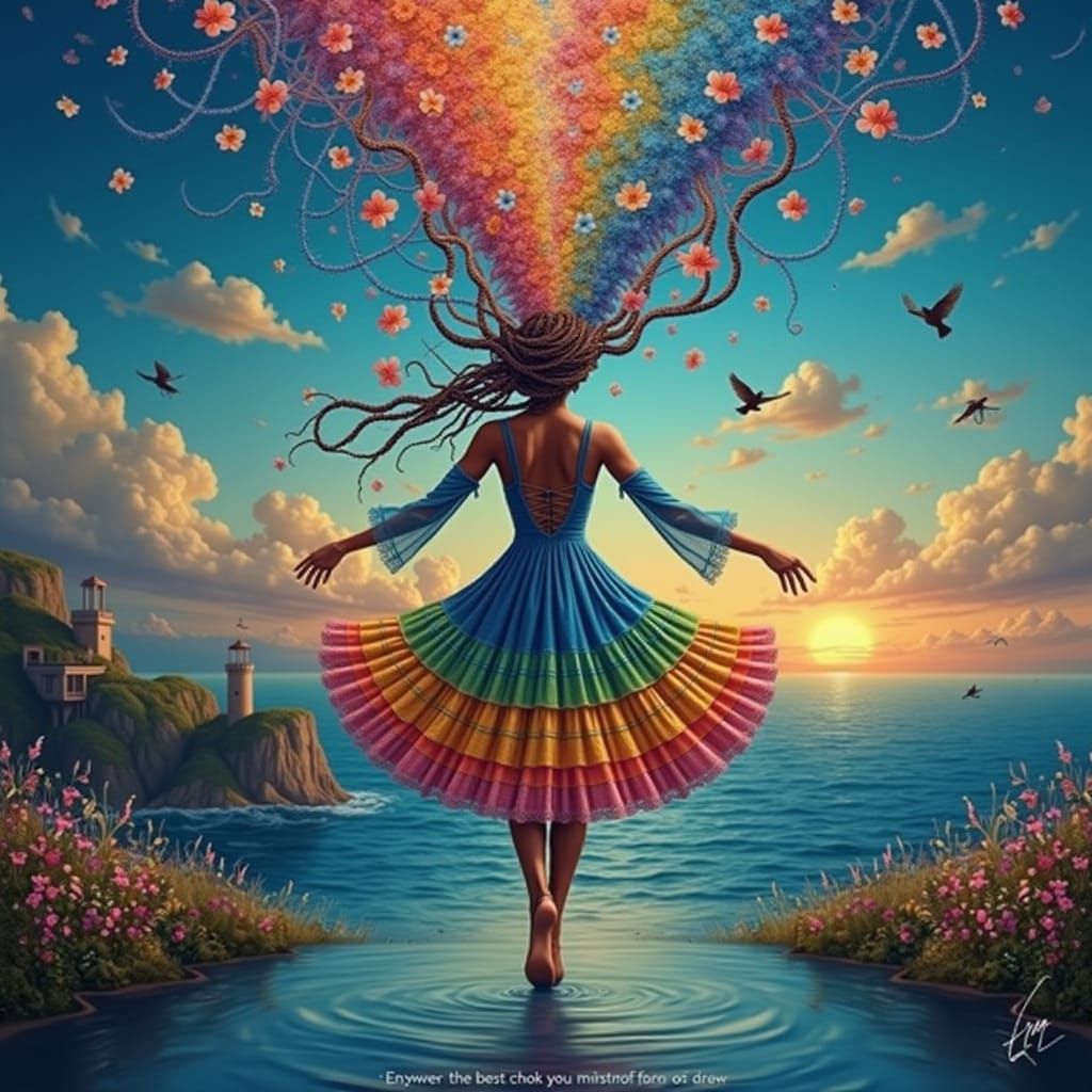 Rainbow Transformation Dance: Photorealistic Dreamscape