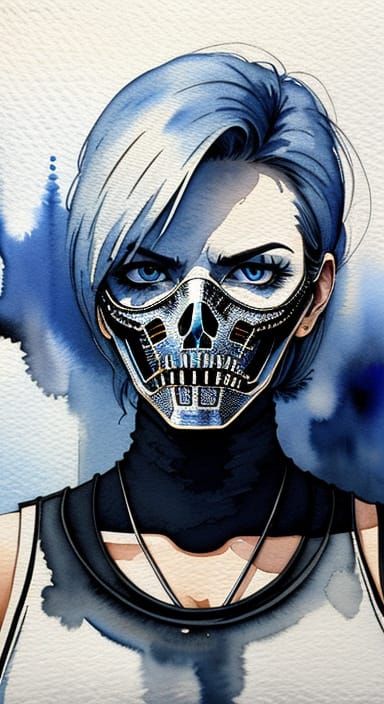 Lady in Woven Top: Digital Art Portrait