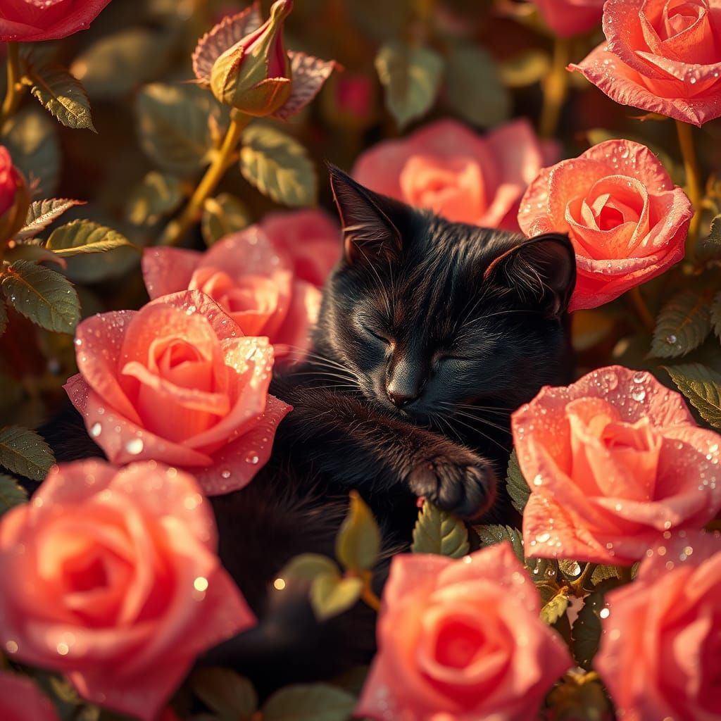 Black Tabby Cat As Vivid Digital Art