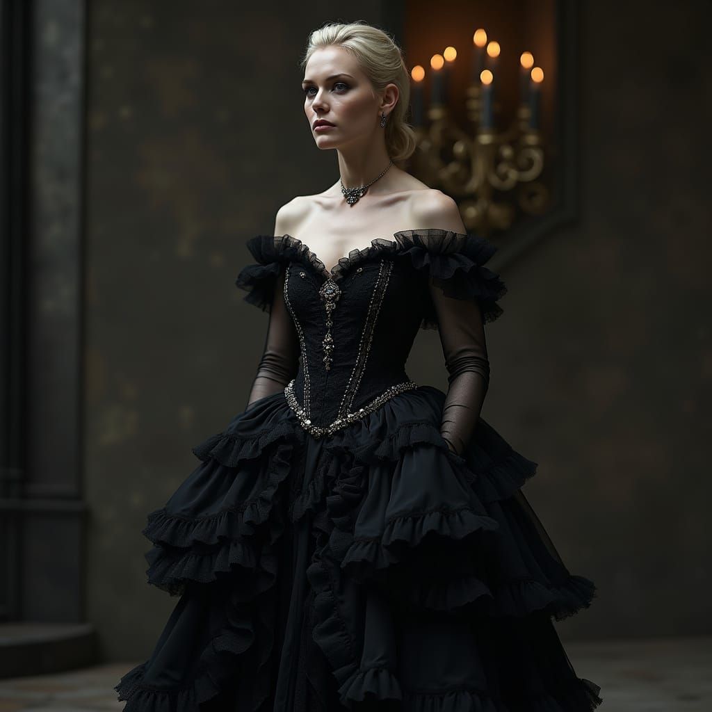 Gothic Princess in Elegant Black Gown