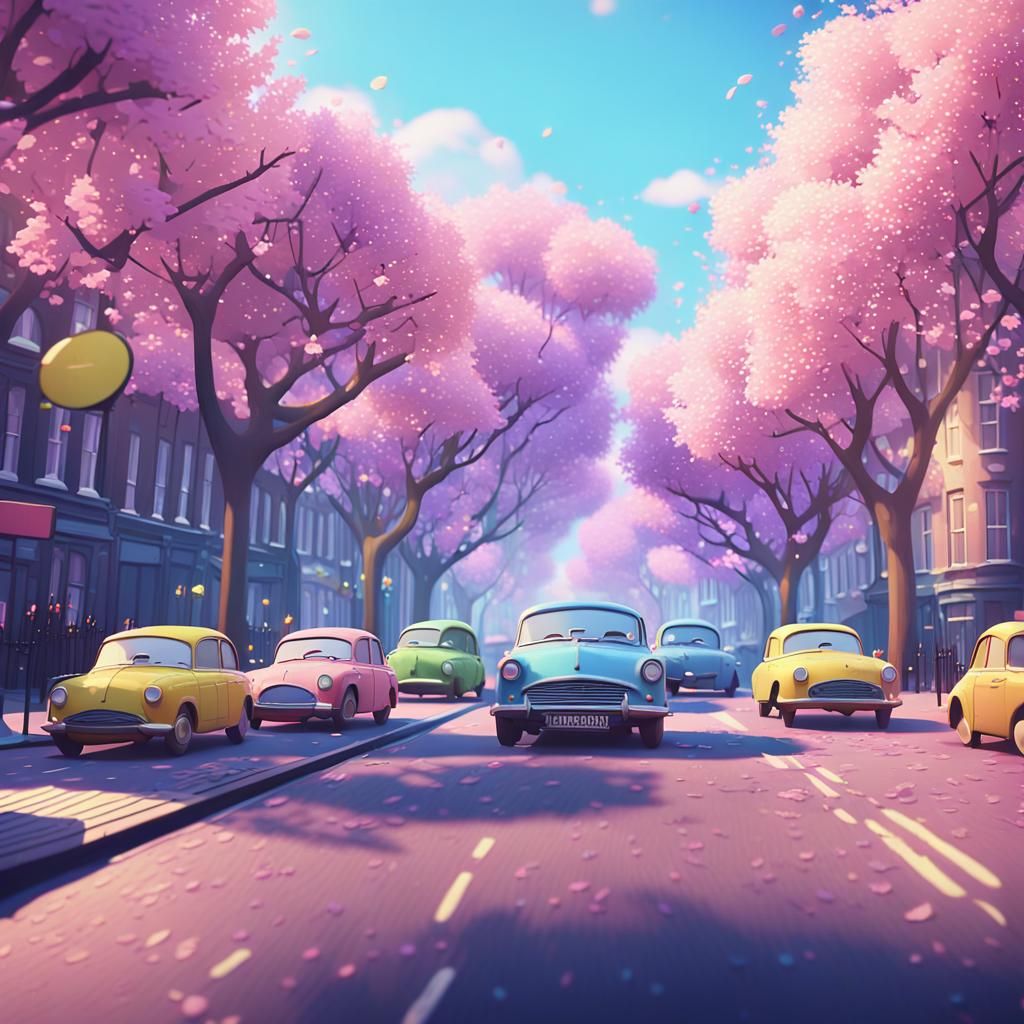 Spring in London: A Pixar-Inspired 3D Cityscape