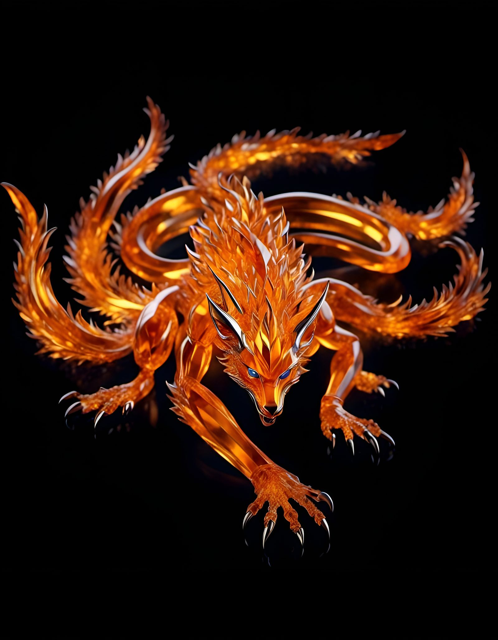 Crystal Kurama Nine-Tails in Transparent Stiletto Style