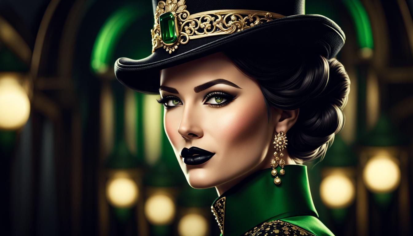 Victorian Woman Portrait in Film Noir Aesthetic