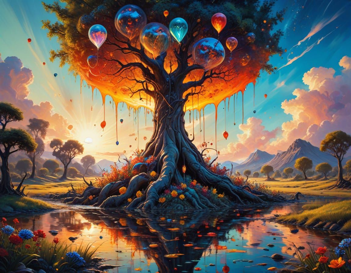 Surreal Summer Dreamscape in Vibrant Colors