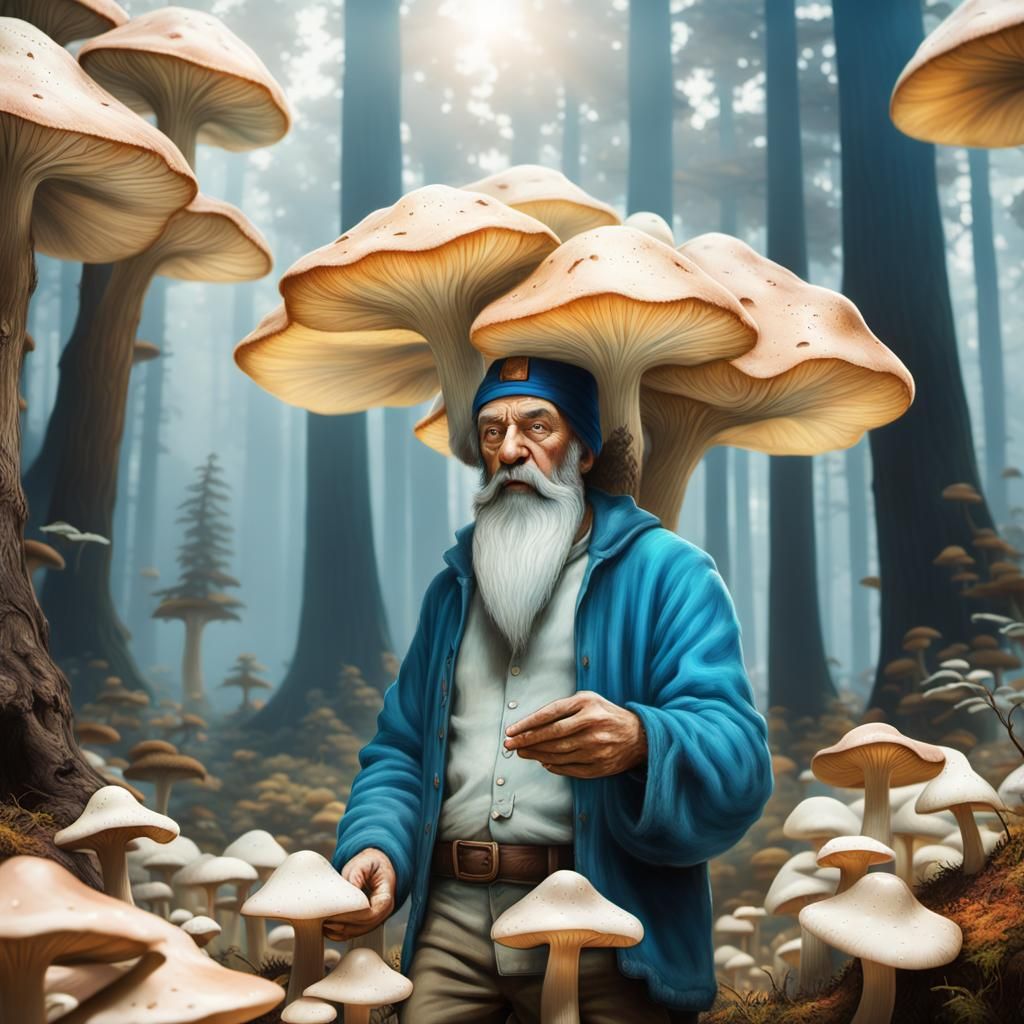 Papa Smurf in Mystical Forest, Beksiński Style