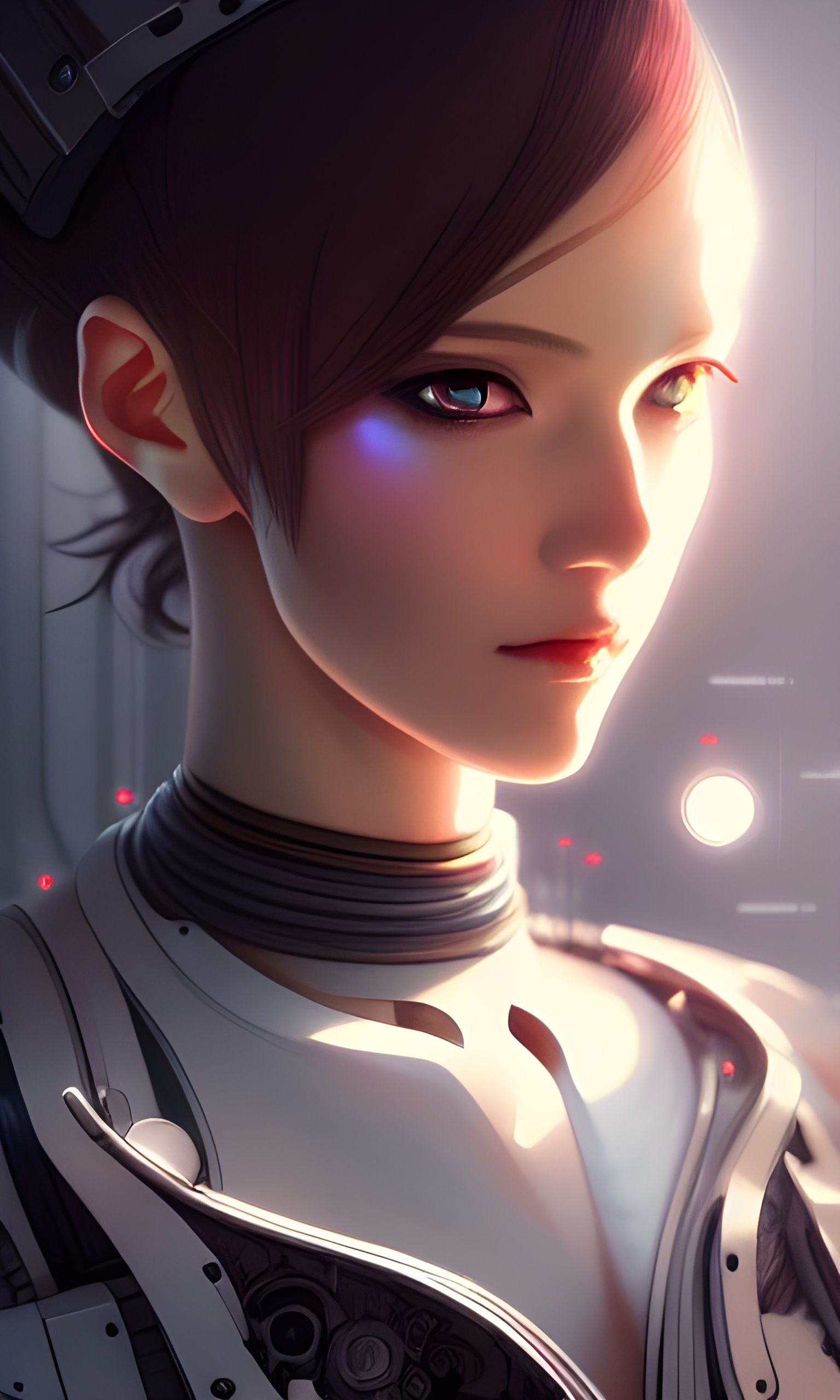 Anime Cyborg Girl in Magical Laboratory