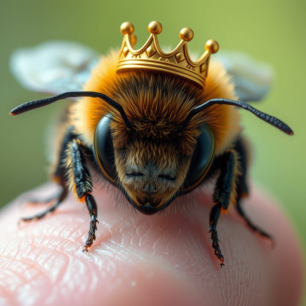 Bumblebee with Human Face and Crown, Dreamy Lighting
