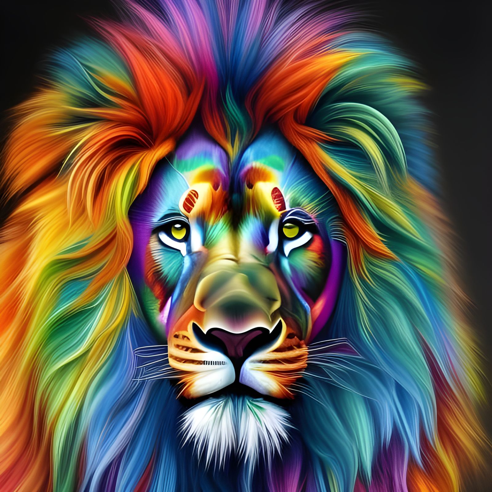 Hyperrealistic Rainbow Lion Fantasy Art