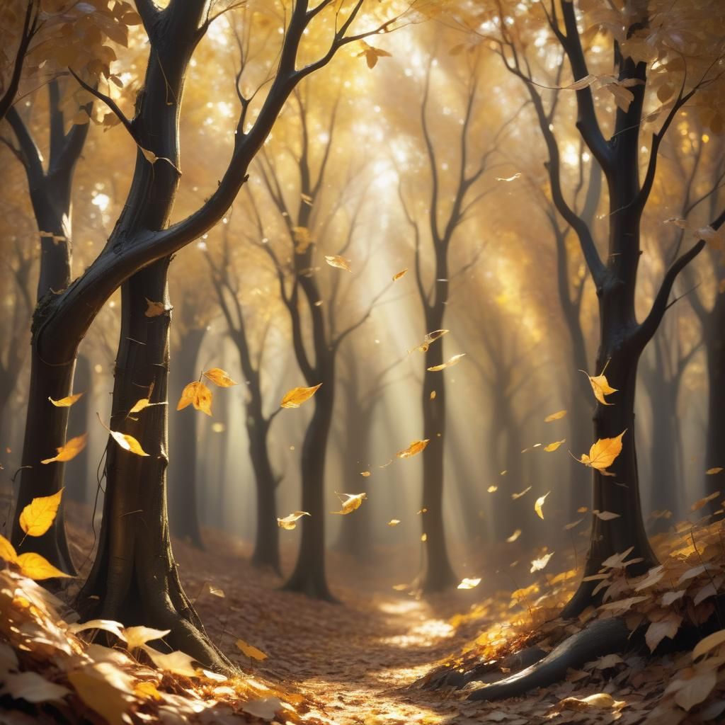 Golden Leaves Spell "WIND" in Disney Style