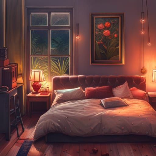 Cozy Bedroom with Intricate Floral Patterns