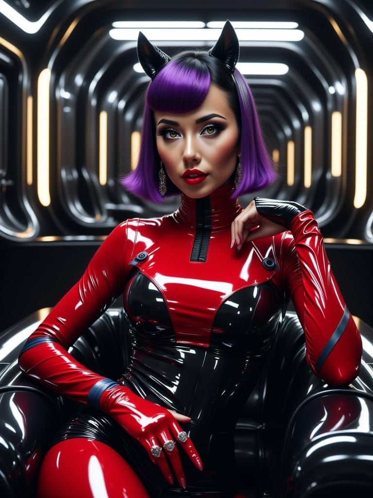 Futuristic Latex Model in Sci-Fi Chamber