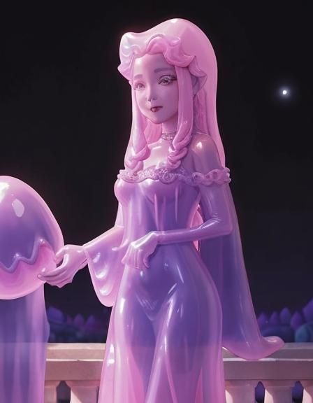 Pink Slime Woman in Moonlight Fantasy Portrait